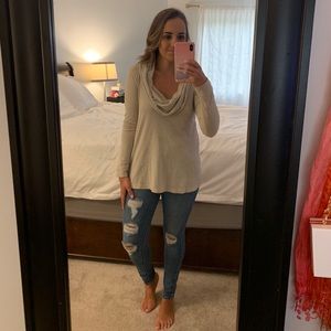 Beige cowl neck shirt